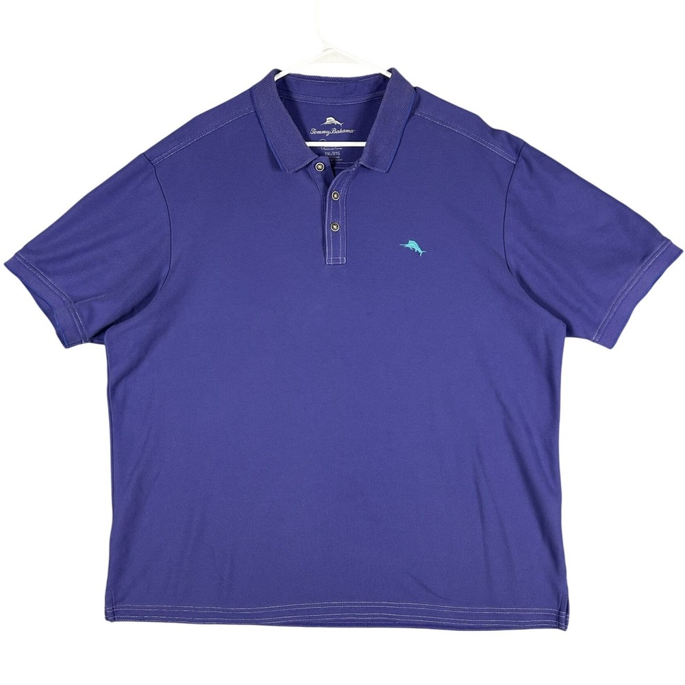 Tommy Bahama Polo Shirt Marlin Logo 2XL Purple Supima Cotton Blend
